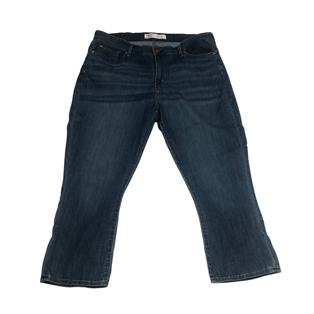 Signature Levi Strauss Womens Plus 20 Mid Rise Capri Jeans Dark Wash Inseam 22